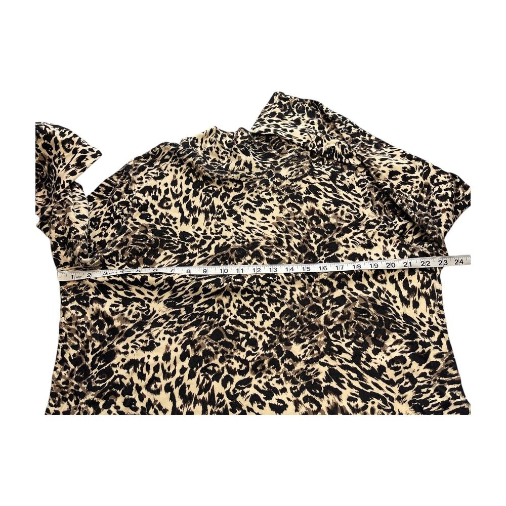 Studio Works Top Women's XL Leopard Print Cotton High Neck Long Sleeve Pullover - Picture 4 of 8